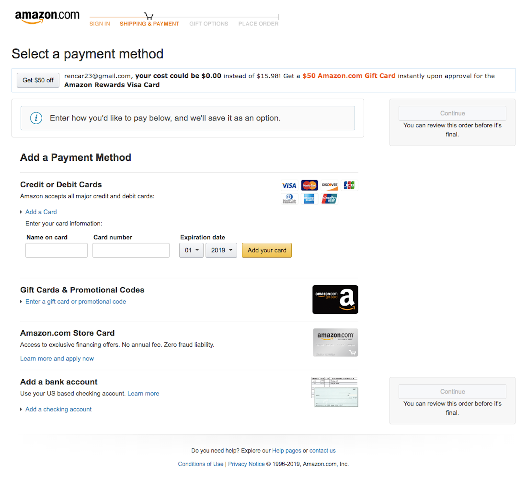 Amazon Payment: Quick Checkout