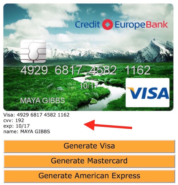 Cc Number: Generate Fake Card Numbers