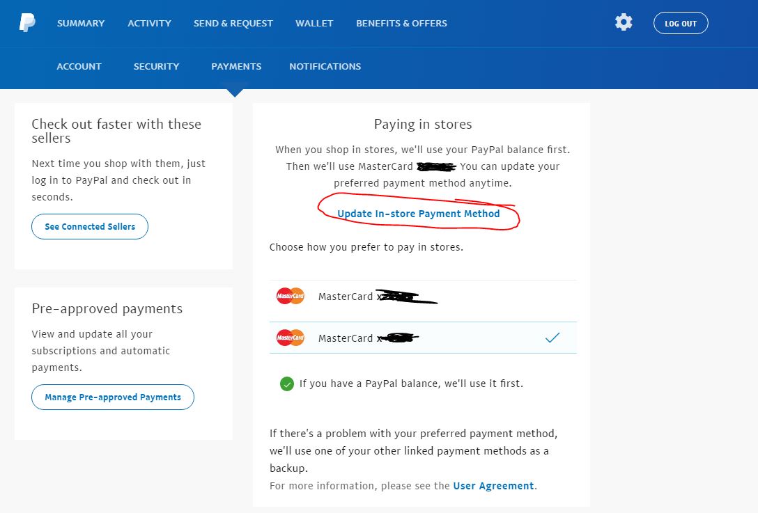 Change Default Payment Paypal