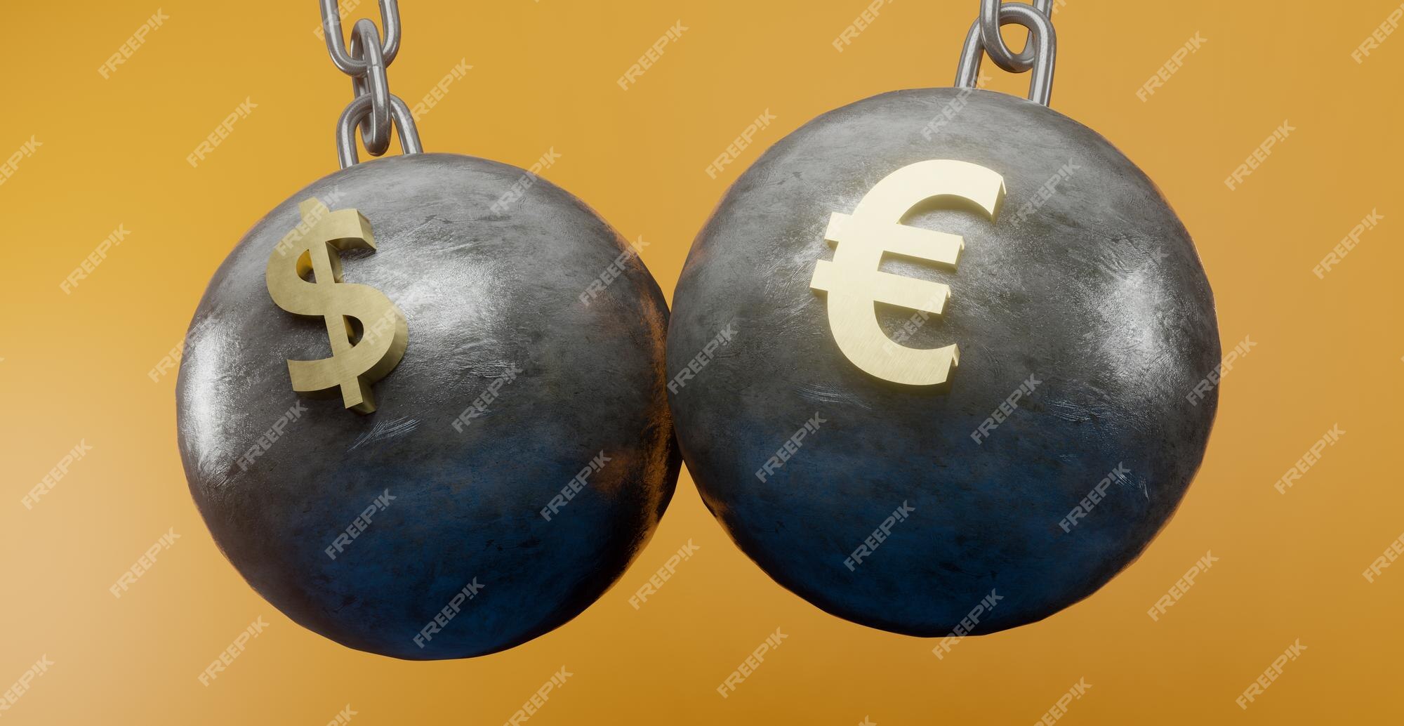 Comparison Euro And Dollar Exchange Rates Gold Euro And Dollar Symbols On Chains Euro Currency