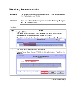 Fillable Online Tdy Long Term Authorization Fax Email Print Pdffiller