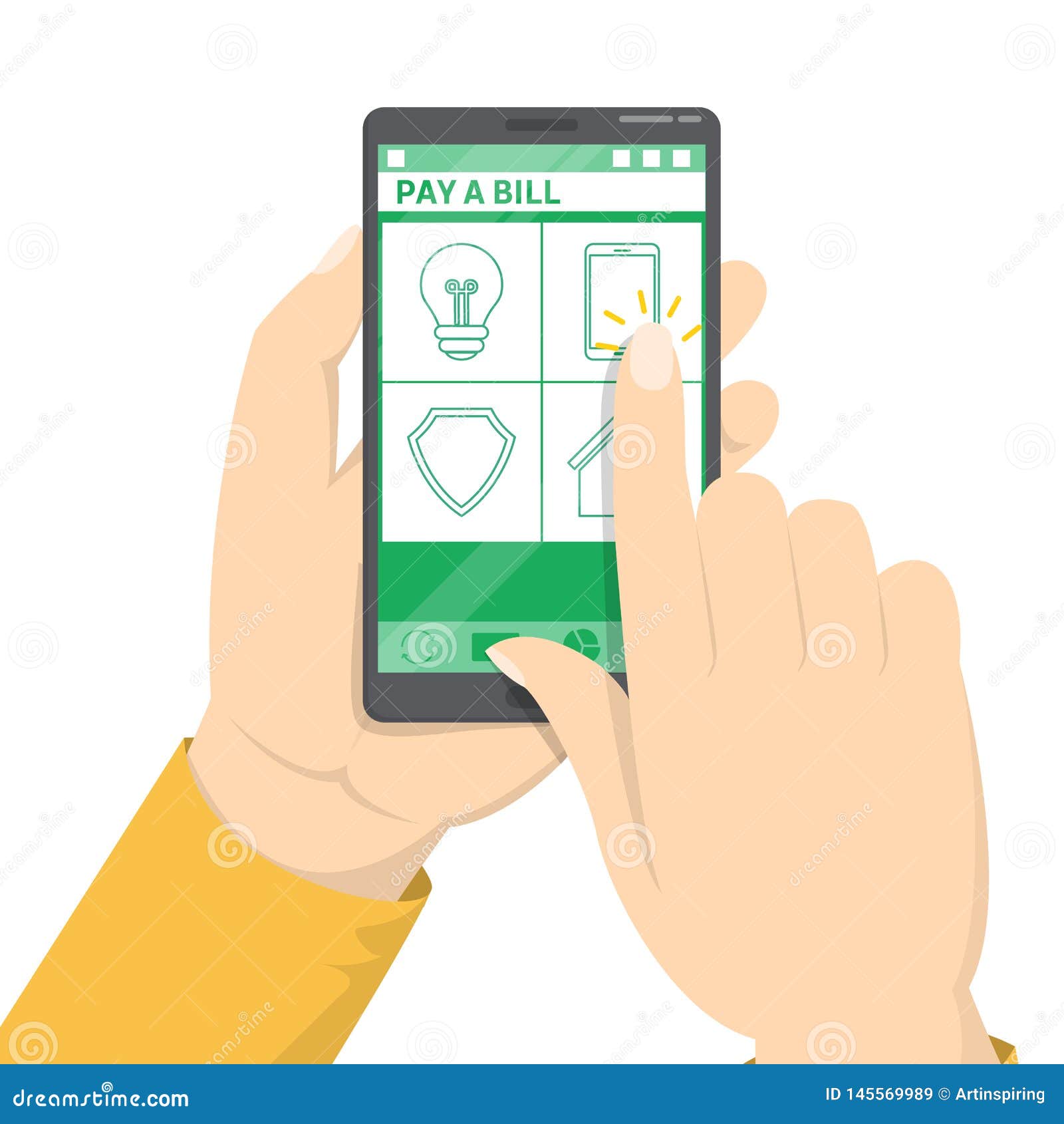 How To Pay Bills Online Using Smartphone Stock Vector Illustration Of