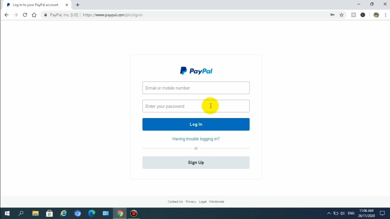 Paypal Login How To Login To Paypal Account Paypal Mobile Youtube