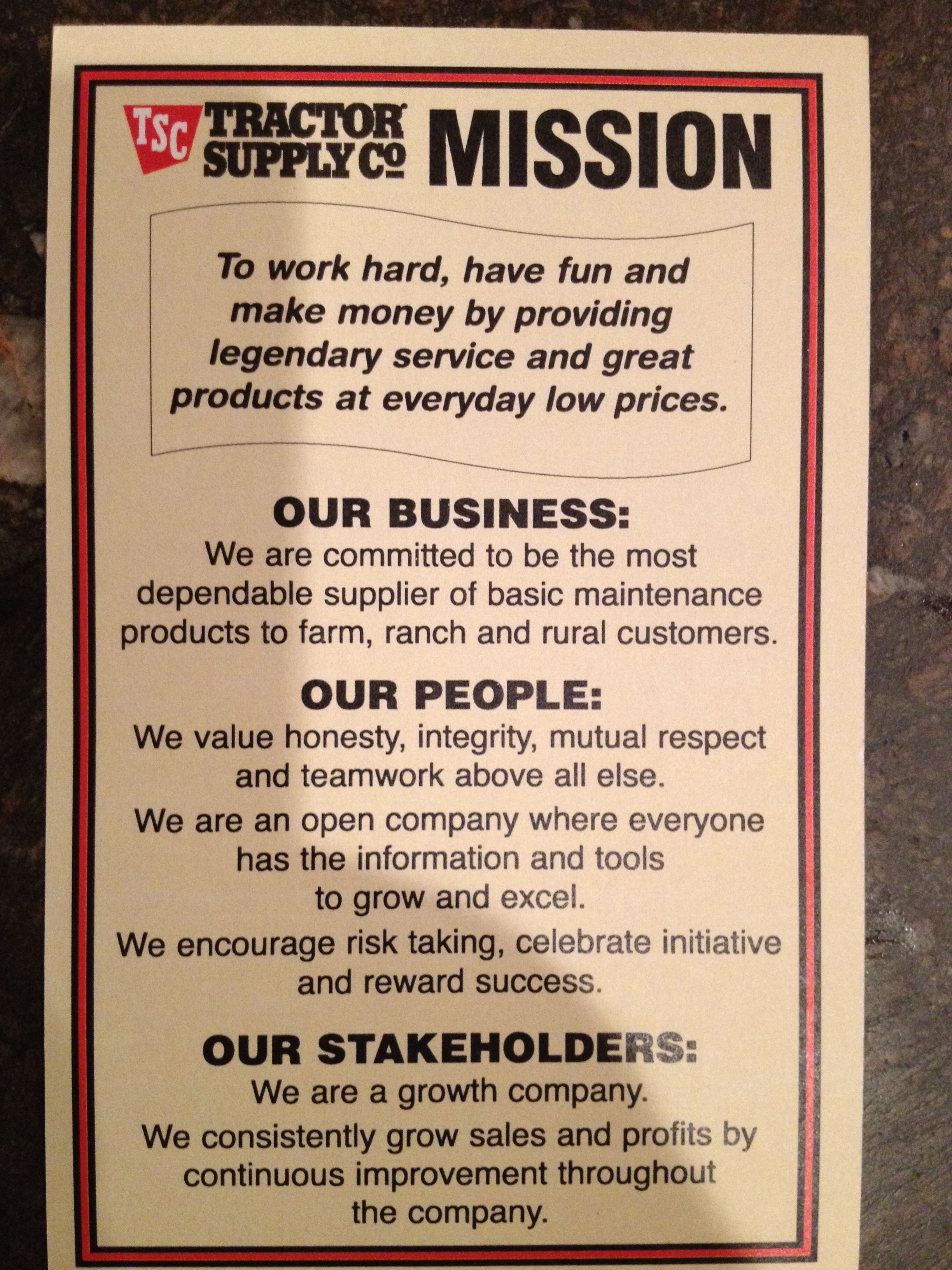 Tractor Supply Statement: Support Tradition