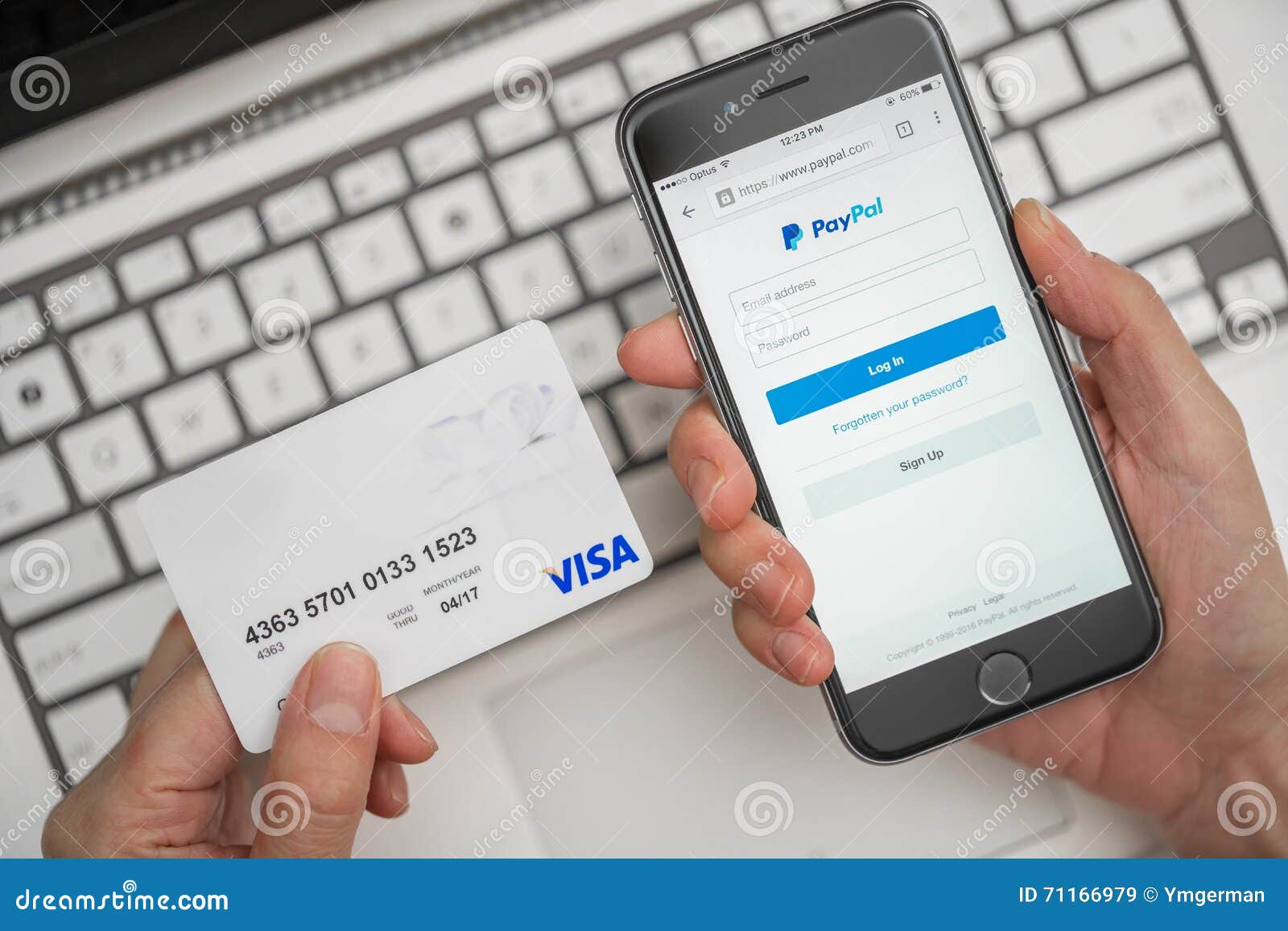 Using Paypal And Credit Card For Online Shopping Editorial Stock Image Image 71166979